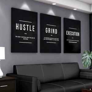 Hustle Verb Grind Verb Execution Noun 3X Bundle - Stock Buddies -Canvas Wraps