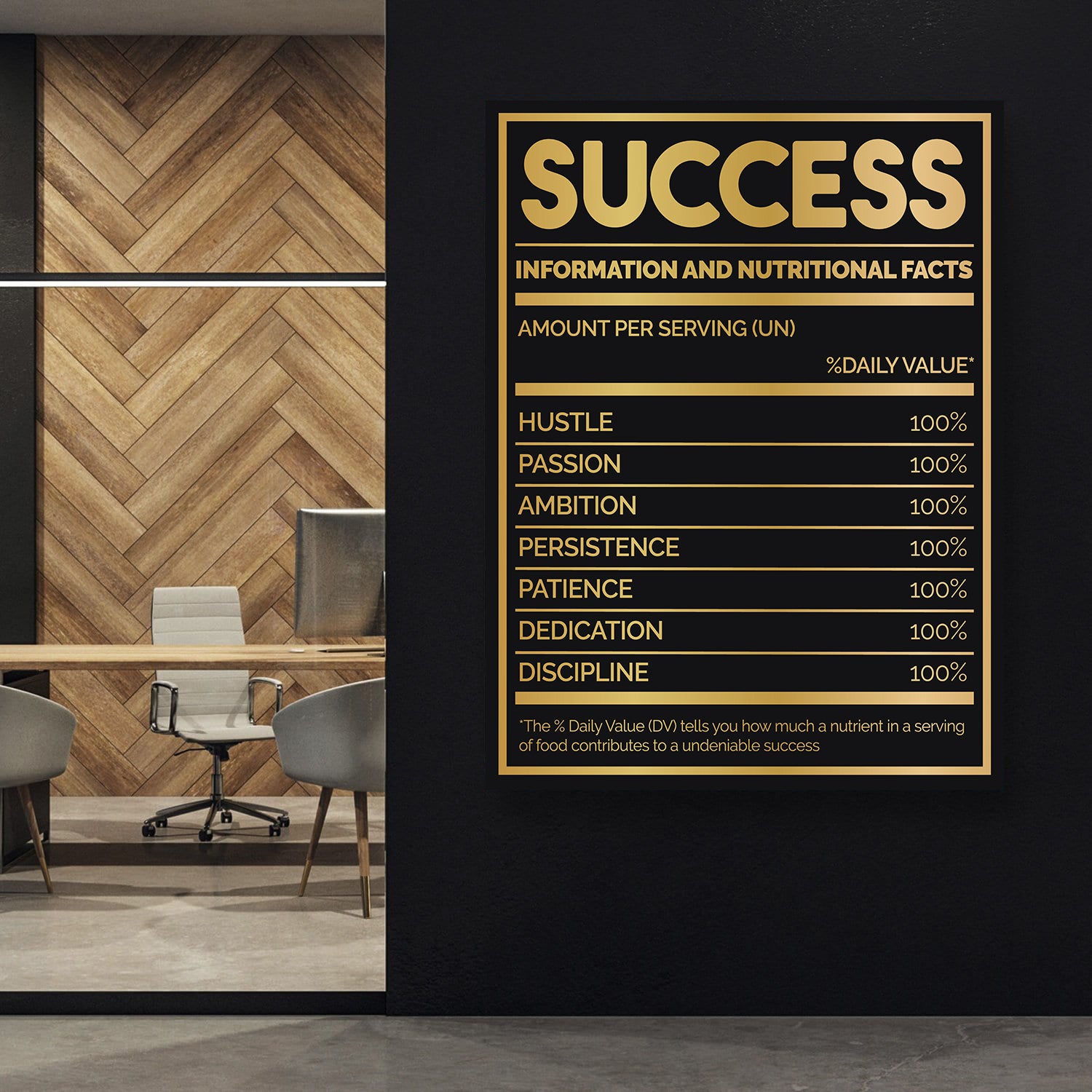 Success Nutritional Facts Gold - Stock Buddies -Canvas Wraps