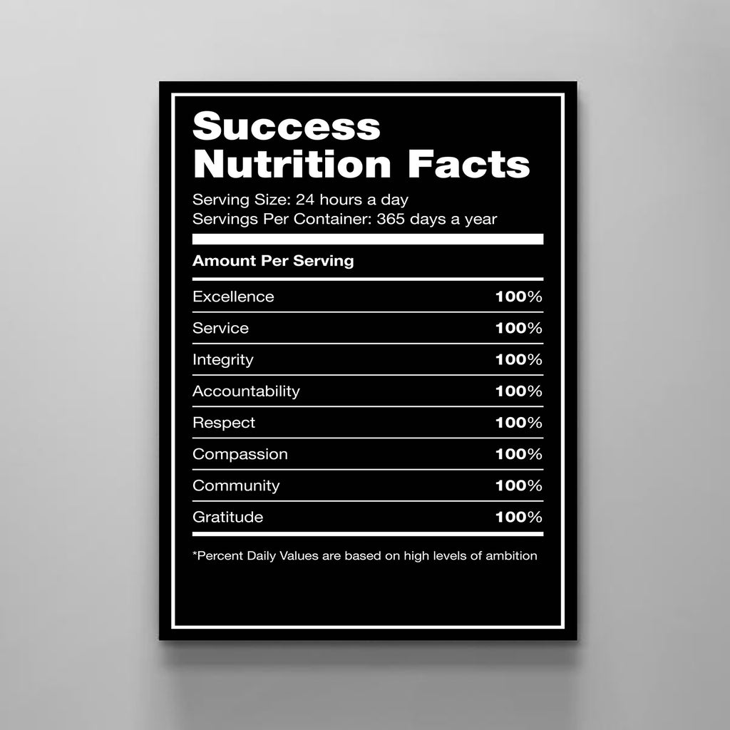 Success Nutrition Facts - Stock Buddies -Canvas Wraps